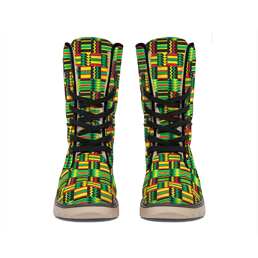West African Kente Tribal Pattern Print Winter Boots