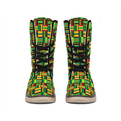 West African Kente Tribal Pattern Print Winter Boots