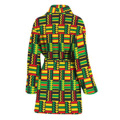 West African Kente Tribal Pattern Print Women's Bathrobe