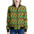 West African Kente Tribal Pattern Print Women's Bomber Jacket