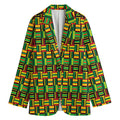 West African Kente Tribal Pattern Print Women's Cotton Blazer