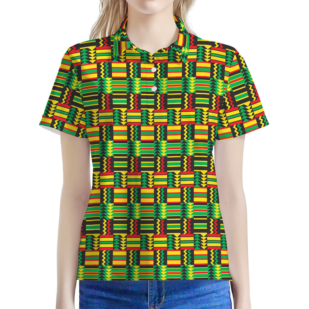West African Kente Tribal Pattern Print Women's Polo Shirt