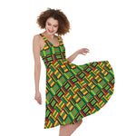 West African Kente Tribal Pattern Print Women's Sleeveless Dress