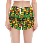 West African Kente Tribal Pattern Print Women's Split Running Shorts
