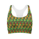 West African Kente Tribal Pattern Print Women's Sports Bra