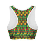 West African Kente Tribal Pattern Print Women's Sports Bra
