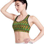 West African Kente Tribal Pattern Print Women's Sports Bra