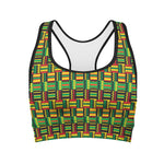 West African Kente Tribal Pattern Print Women's Sports Bra