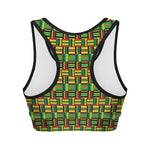 West African Kente Tribal Pattern Print Women's Sports Bra