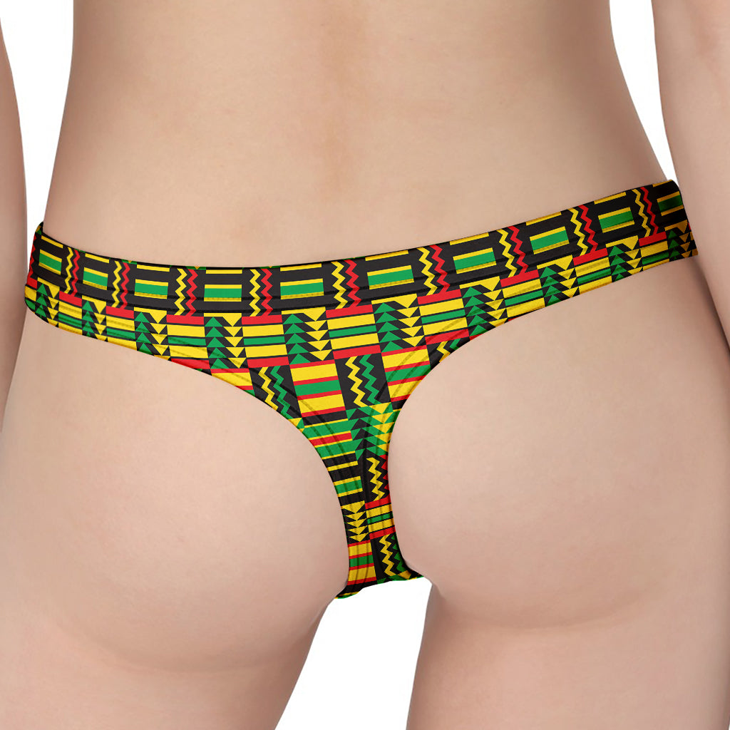 West African Kente Tribal Pattern Print Women's Thong