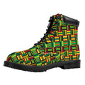 West African Kente Tribal Pattern Print Padded Collar Lace Up Boots
