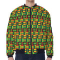 West African Kente Tribal Pattern Print Zip Sleeve Bomber Jacket