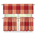 Western Tartan Pattern Print 3 Piece Kitchen Curtains