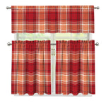 Western Tartan Pattern Print 3 Piece Kitchen Curtains