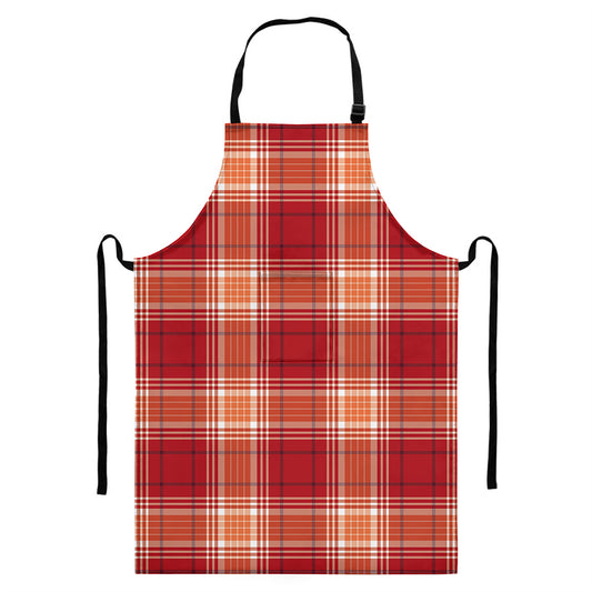 Western Tartan Pattern Print Bib Apron With Pocket
