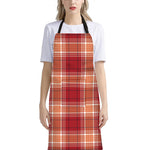 Western Tartan Pattern Print Bib Apron With Pocket