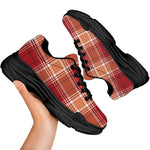 Western Tartan Pattern Print Black Chunky Shoes