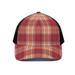 Western Tartan Pattern Print Black Mesh Trucker Cap