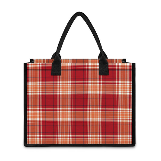 Western Tartan Pattern Print Canvas Tote Bag