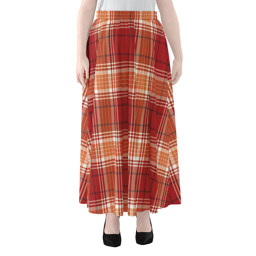 Western Tartan Pattern Print Chiffon Maxi Skirt