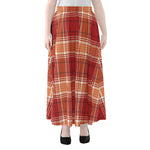 Western Tartan Pattern Print Chiffon Maxi Skirt