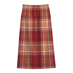 Western Tartan Pattern Print Cotton Front Slit Maxi Skirt