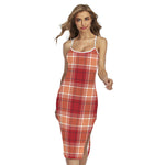 Western Tartan Pattern Print Cross Back Cami Dress