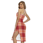 Western Tartan Pattern Print Cross Back Cami Dress