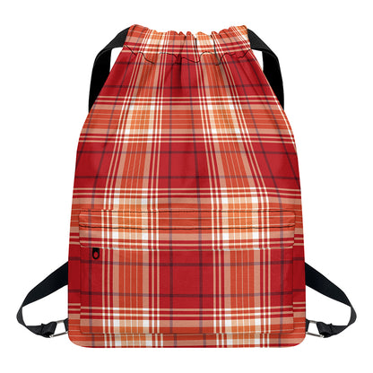 Western Tartan Pattern Print Drawstring Backpack