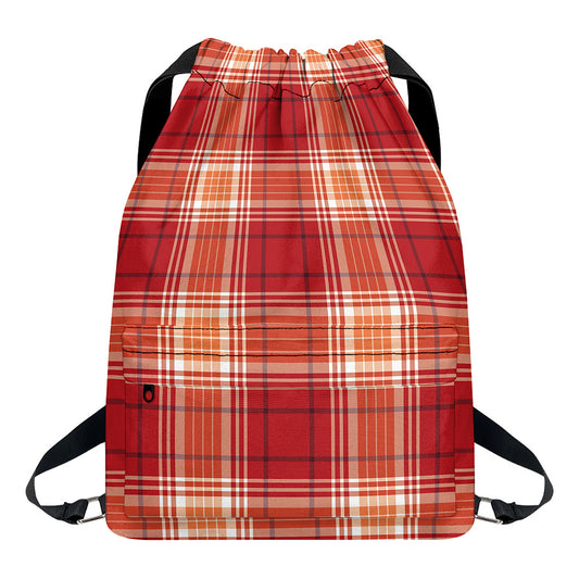 Western Tartan Pattern Print Drawstring Backpack