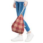 Western Tartan Pattern Print Drawstring Bag