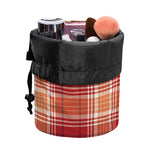 Western Tartan Pattern Print Drawstring Makeup Bag