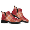 Western Tartan Pattern Print Flat Ankle Boots