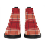 Western Tartan Pattern Print Flat Ankle Boots