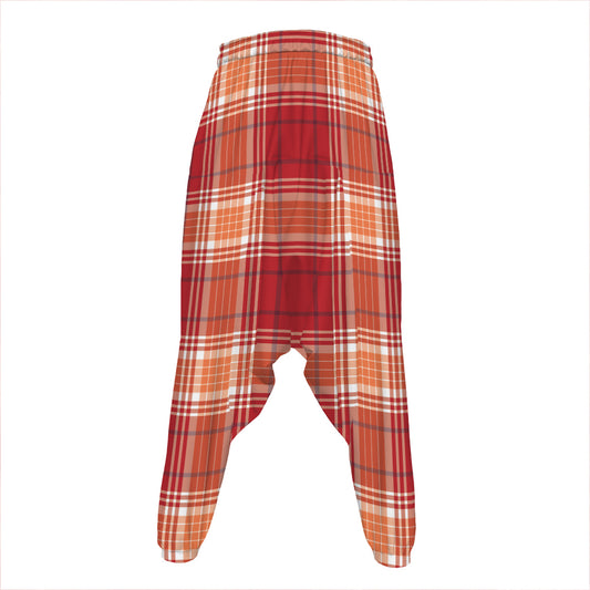 Western Tartan Pattern Print Hammer Pants