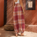 Western Tartan Pattern Print Harem Pants