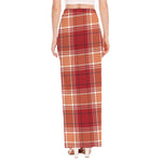 Western Tartan Pattern Print High Slit Maxi Skirt