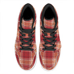 Western Tartan Pattern Print High Top Leather Sneakers