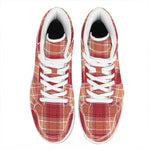 Western Tartan Pattern Print High Top Leather Sneakers