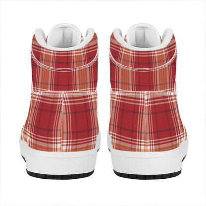 Western Tartan Pattern Print High Top Leather Sneakers