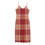 Western Tartan Pattern Print Jersey Midi Cami Dress