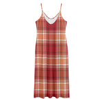 Western Tartan Pattern Print Jersey Midi Cami Dress