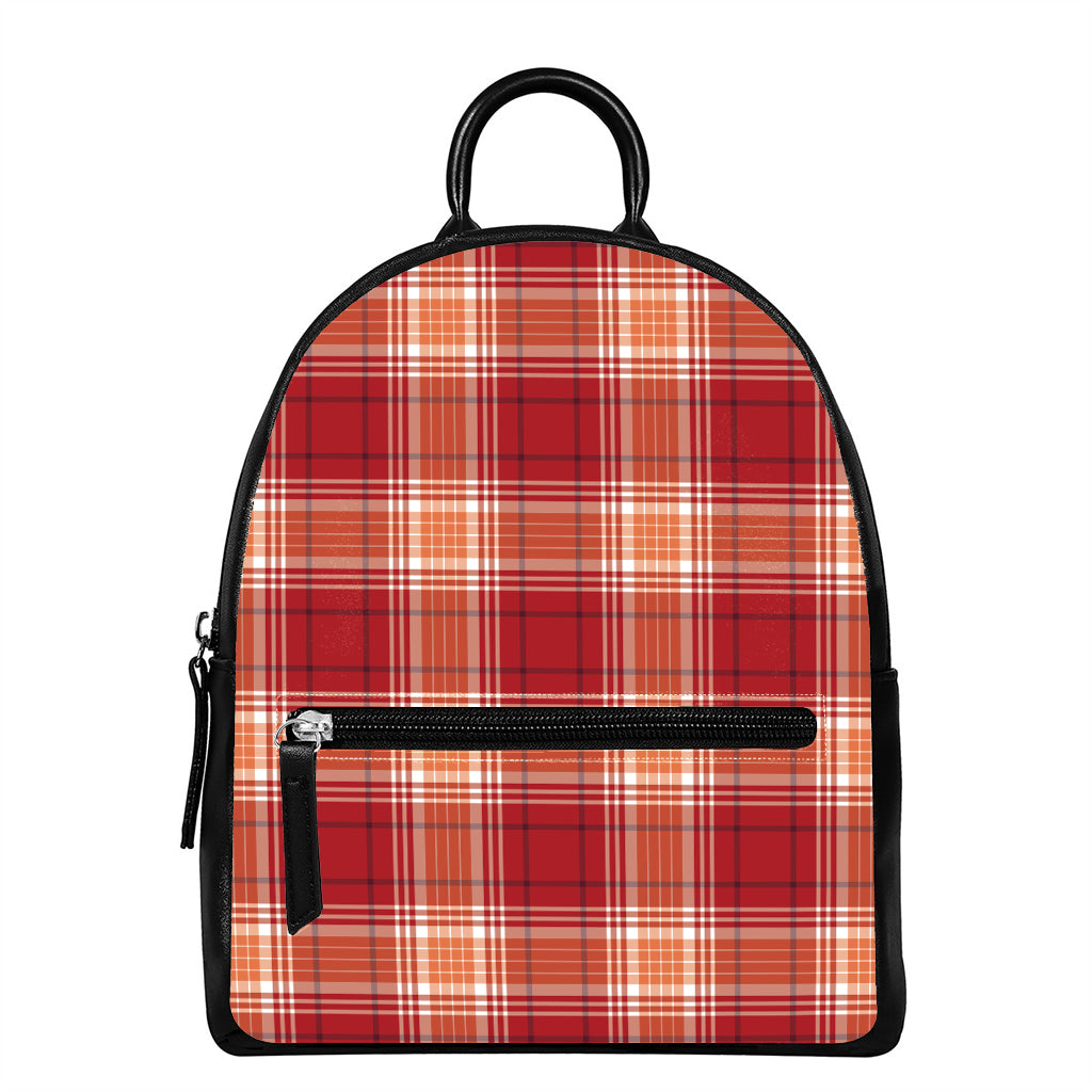 Western Tartan Pattern Print Leather Backpack