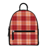 Western Tartan Pattern Print Leather Backpack