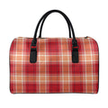 Western Tartan Pattern Print Leather Duffel Bag
