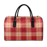 Western Tartan Pattern Print Leather Duffle Bag