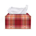 Western Tartan Pattern Print Leather Tissue Box Cover