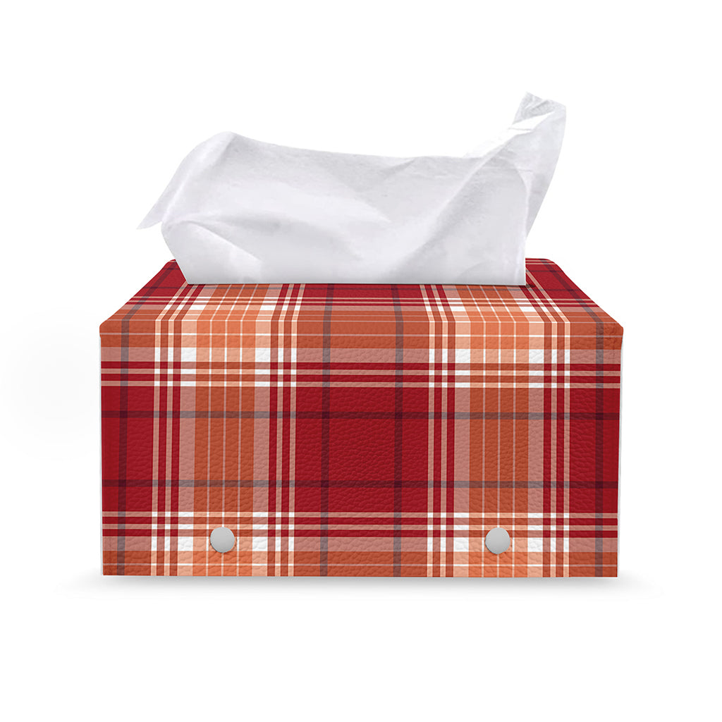 Western Tartan Pattern Print Leather Tissue Box Cover