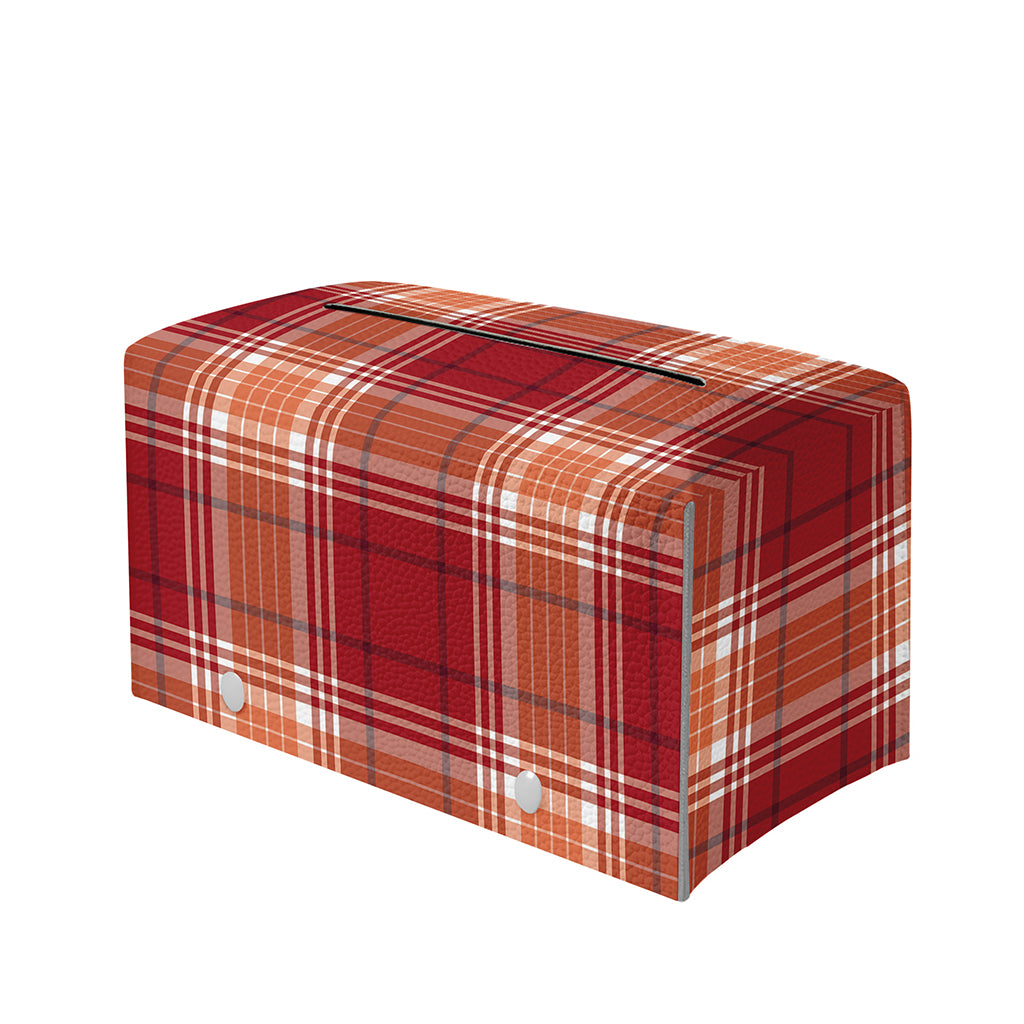 Western Tartan Pattern Print Leather Tissue Box Cover