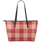 Western Tartan Pattern Print Leather Tote Bag